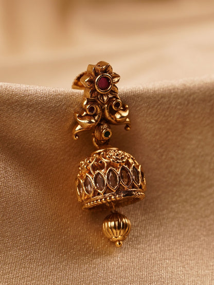 Antique Ruby Temple Dome Jhumka