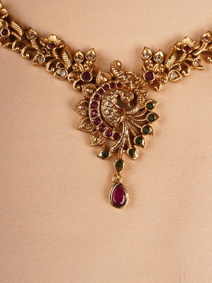 Peacock Motif Necklace Set
