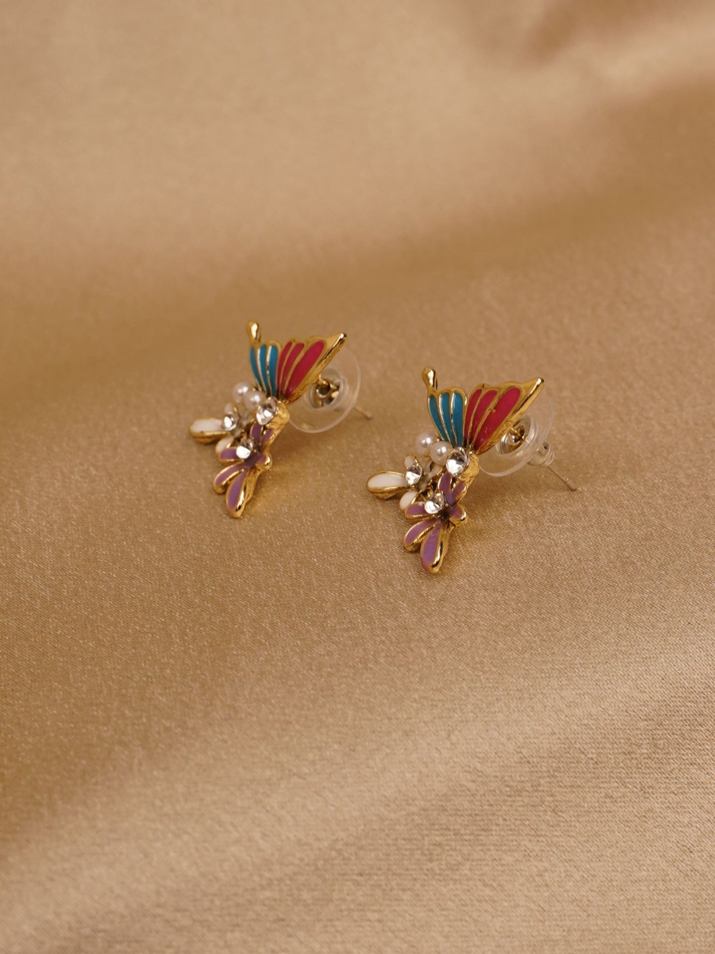 Rainbow Flutter Floral Stud Earrings