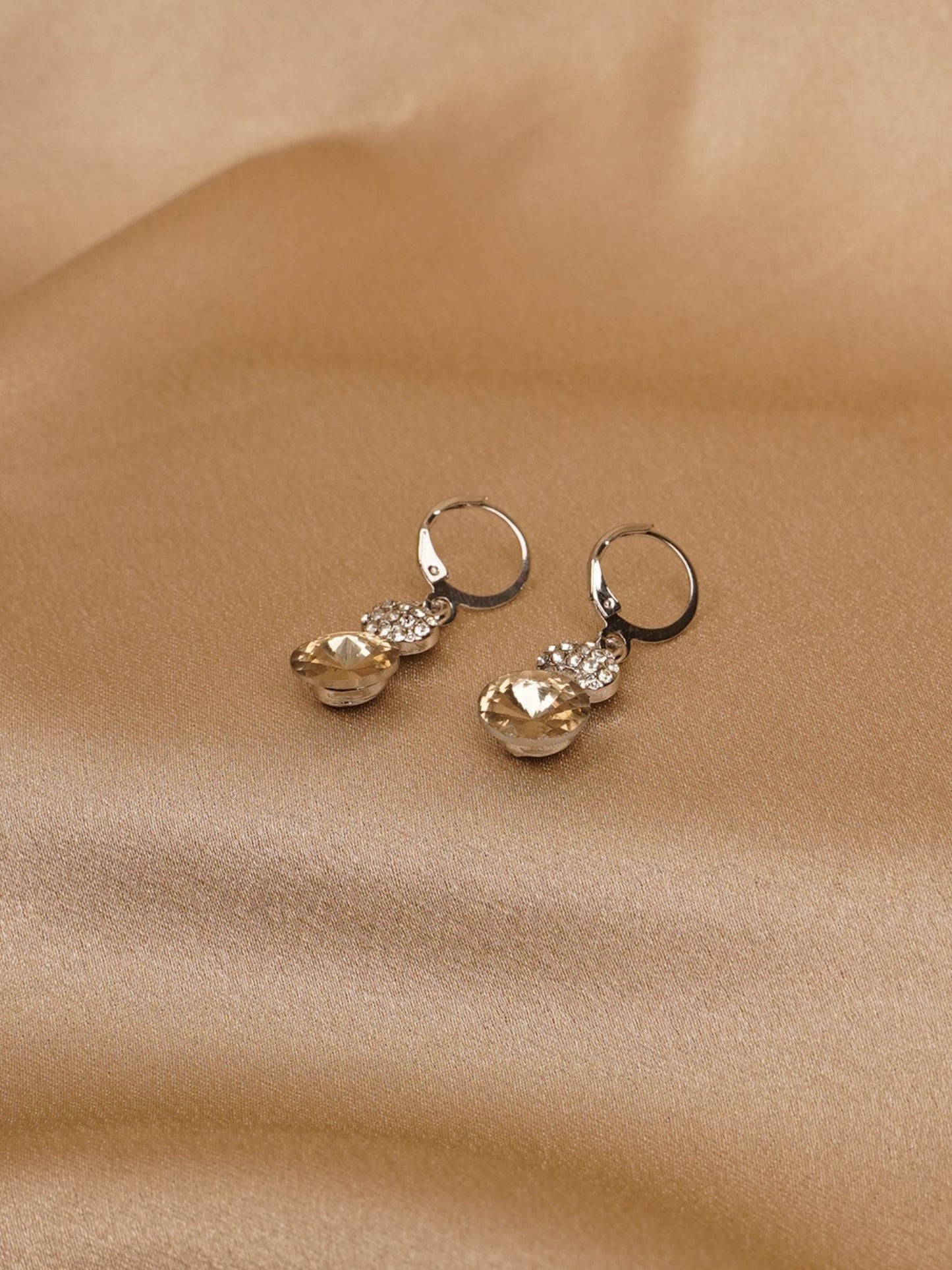 Kaithra Champagne Spark Drop Hoop Earrings