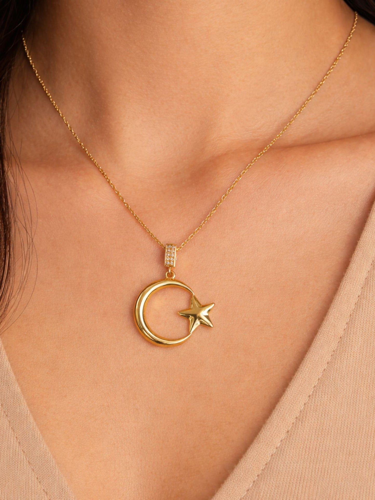 Celeste Moon Star Pendant Necklace