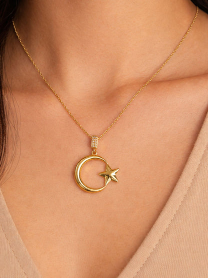 Celeste Moon Star Pendant Necklace