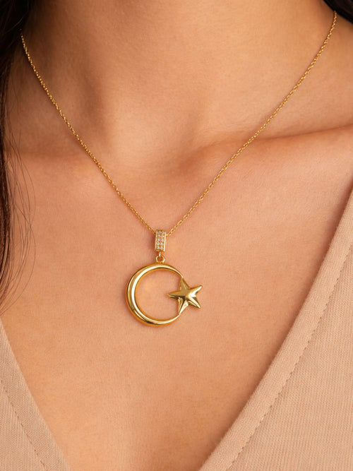 Celeste Moon Star Pendant Necklace