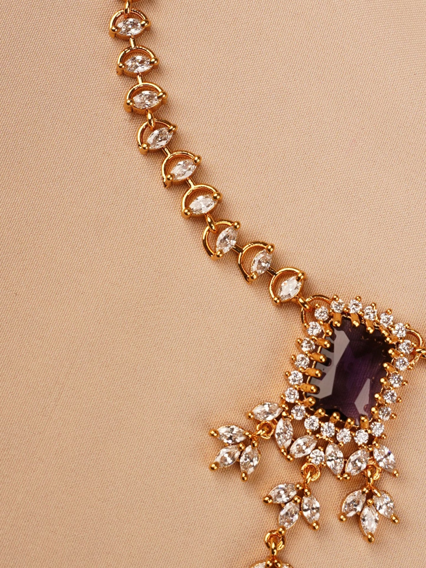 Purple Stone Necklace Set