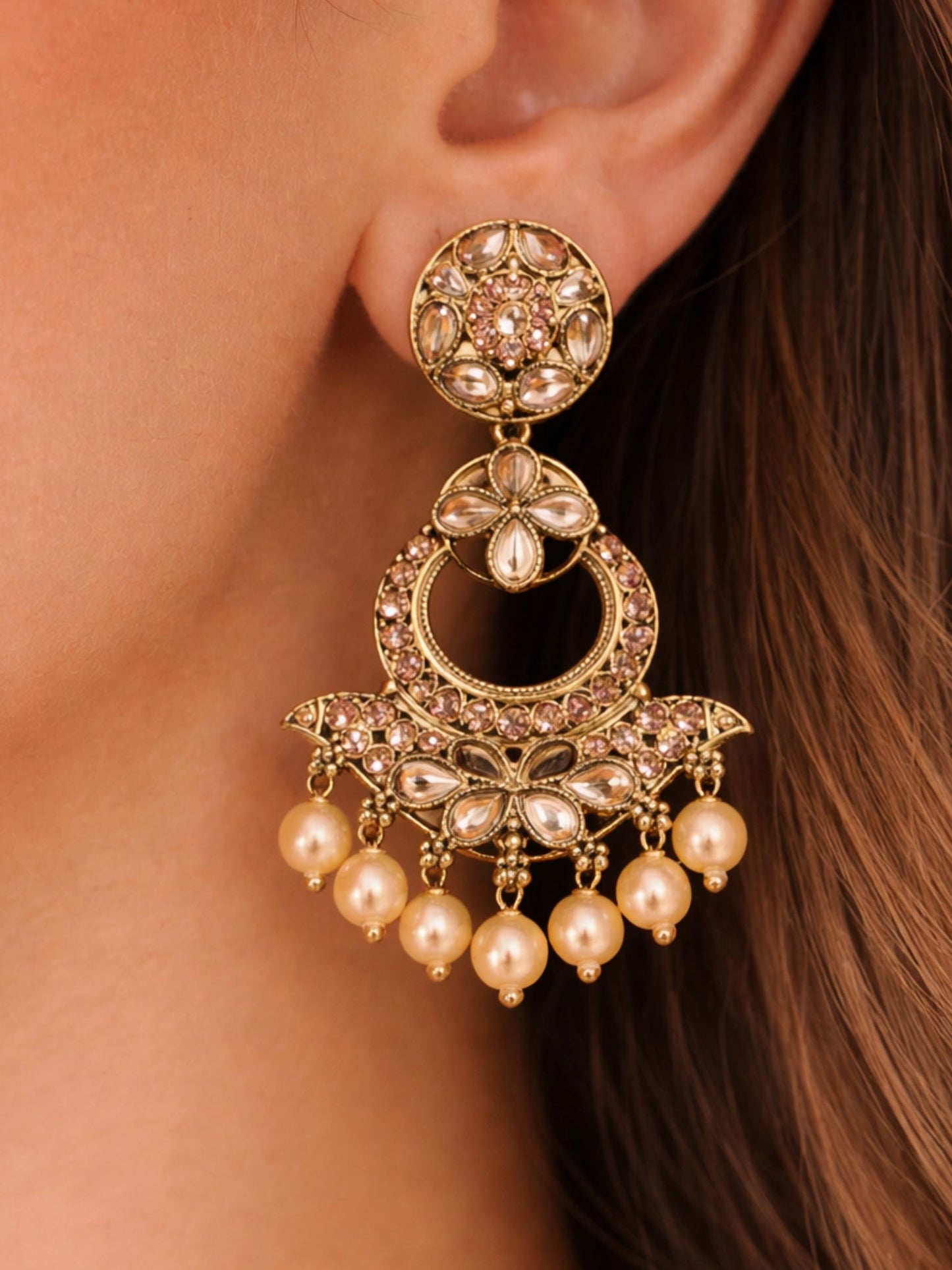 Zaria Pearl Chandbali Earrings