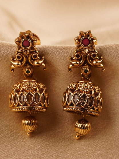 Antique Ruby Temple Dome Jhumka