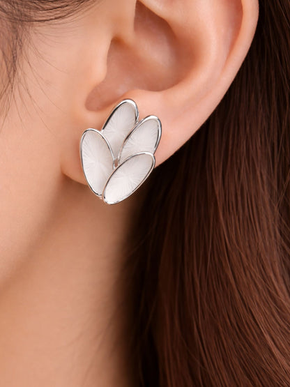 Pearl Petal Silver Stud Earrings