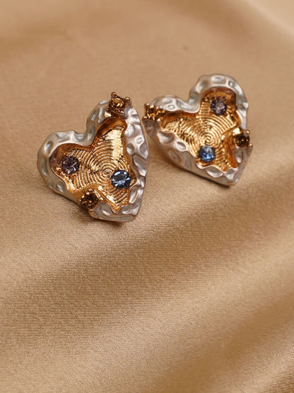 Regal Heart Textured Stud Earrings