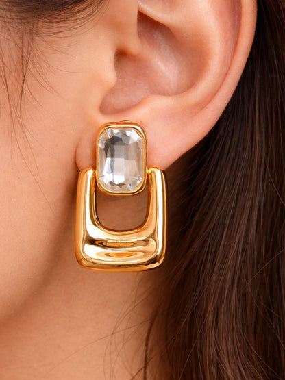 Kaithra Regal Frame Crystal Drop Earrings