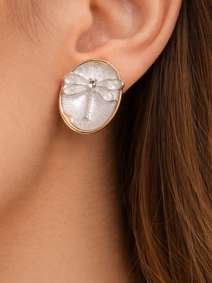 Ivory Dragonfly Stud Earrings