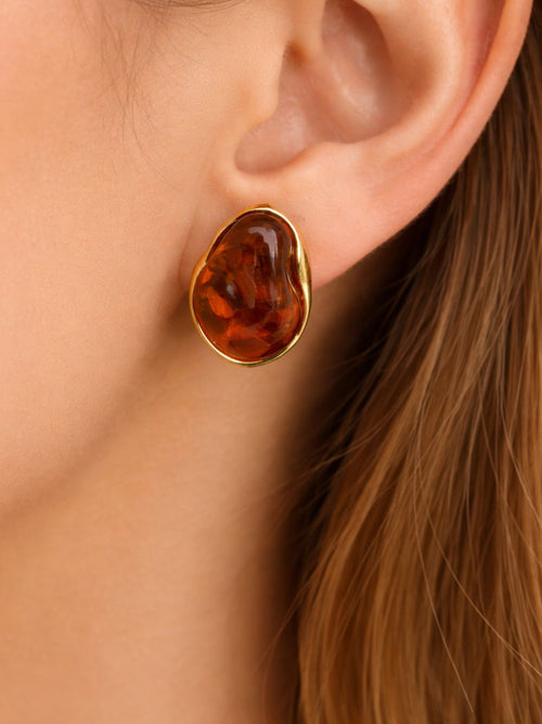 Amber Glow Stud Earrings
