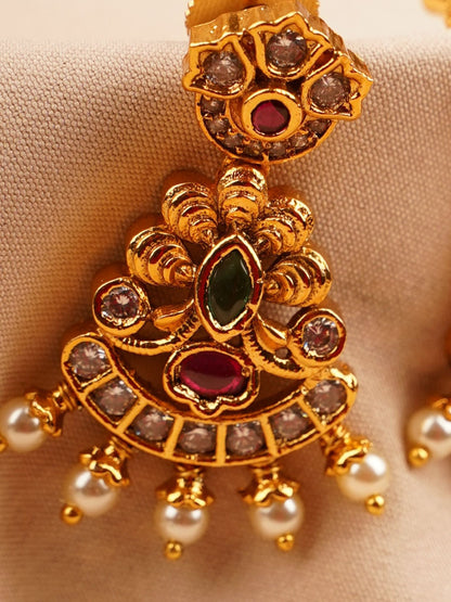 Ruby & Emerald Temple Jhumka Earrings