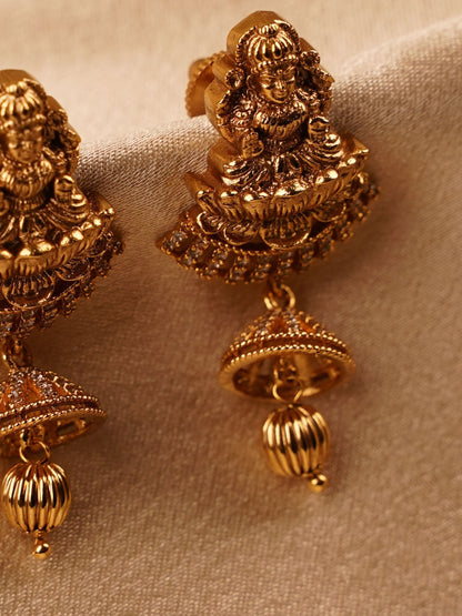 Lakshmi Idol Temple Drop Earrings