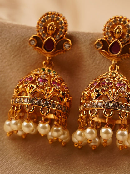 Ruby Lotus Temple Jhumka