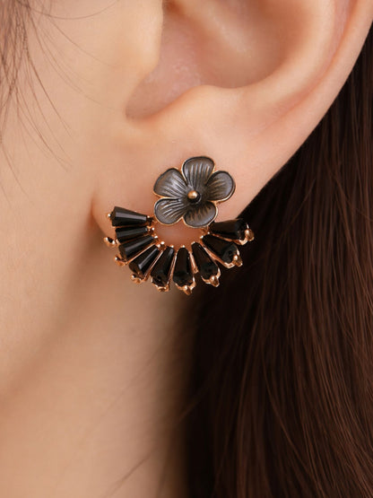 Midnight Bloom Fan Earrings