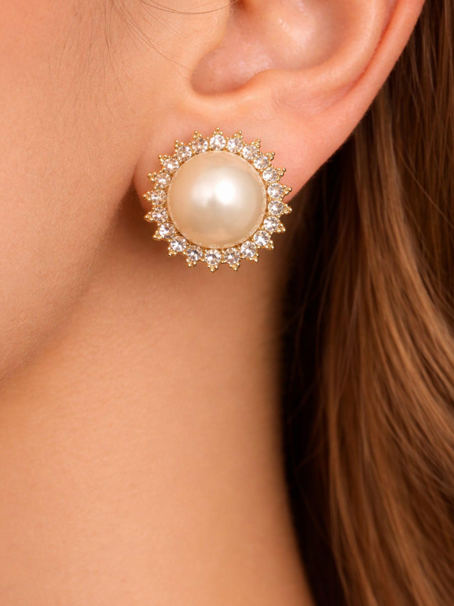 Royal Pearl Halo Stud Earrings