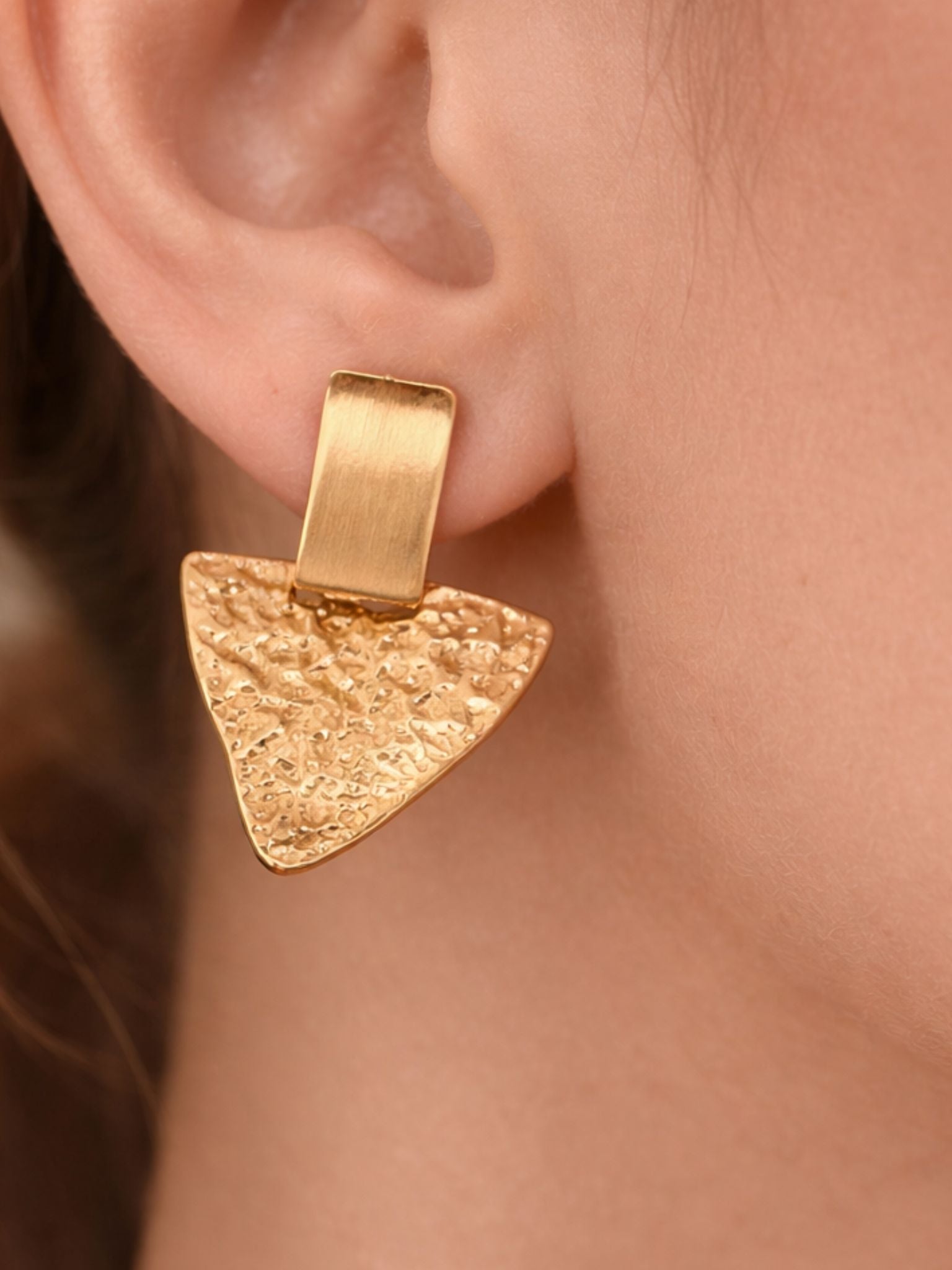 Aurelia Textured Triangle Stud Earrings