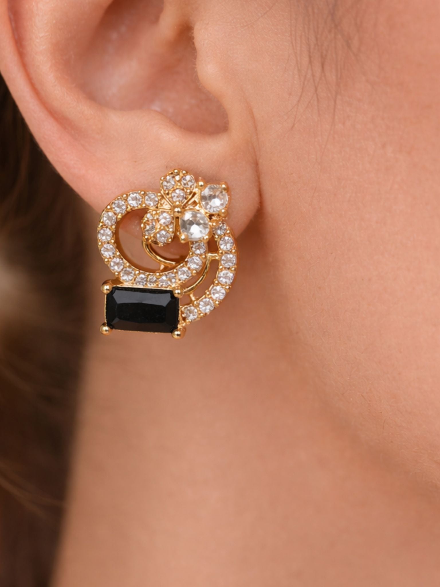 Midnight Bloom Crystal Stud Earrings