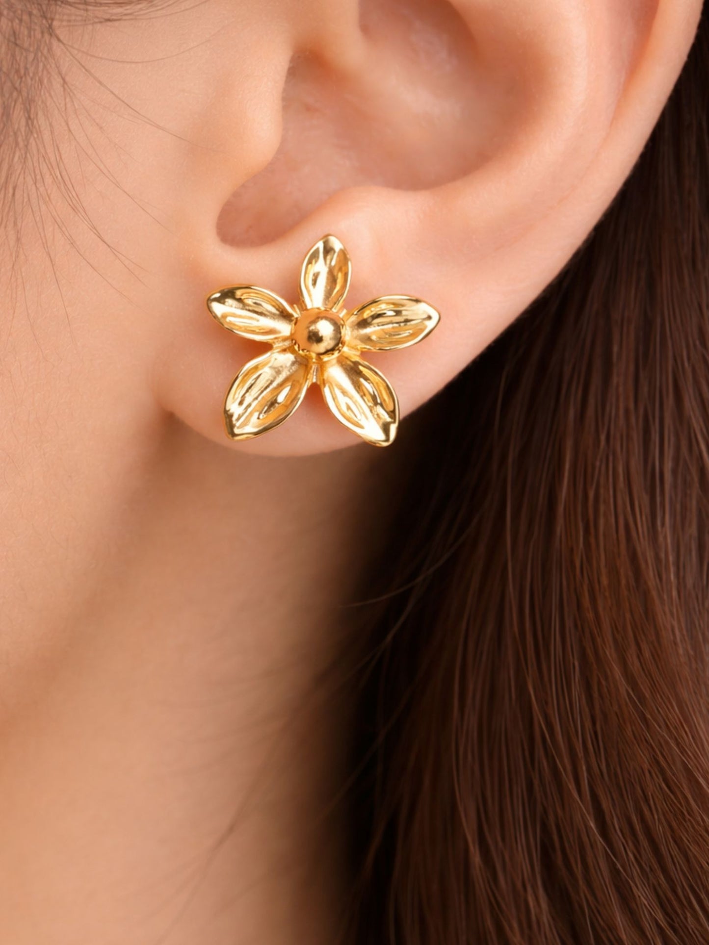Golden Blossom Stud Earrings