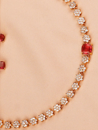 Ruby Bloom Crystal Necklace Set