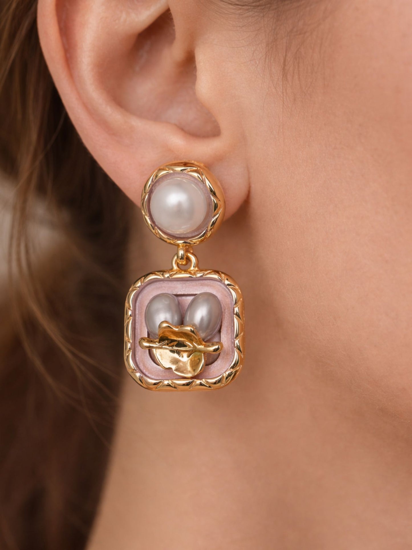 Blush Dove Pearl Drop Earrings