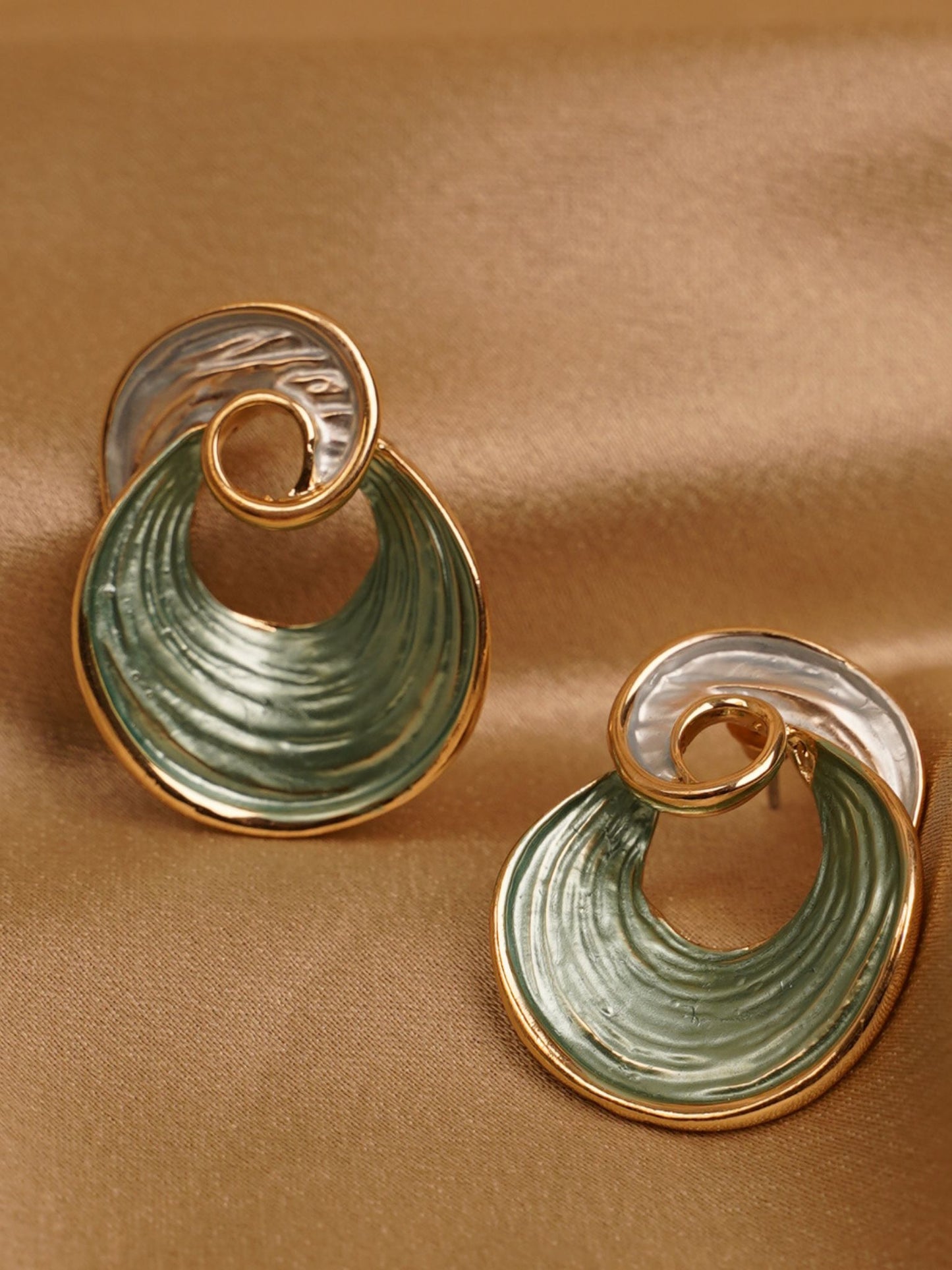 Sage Wave Spiral Earrings