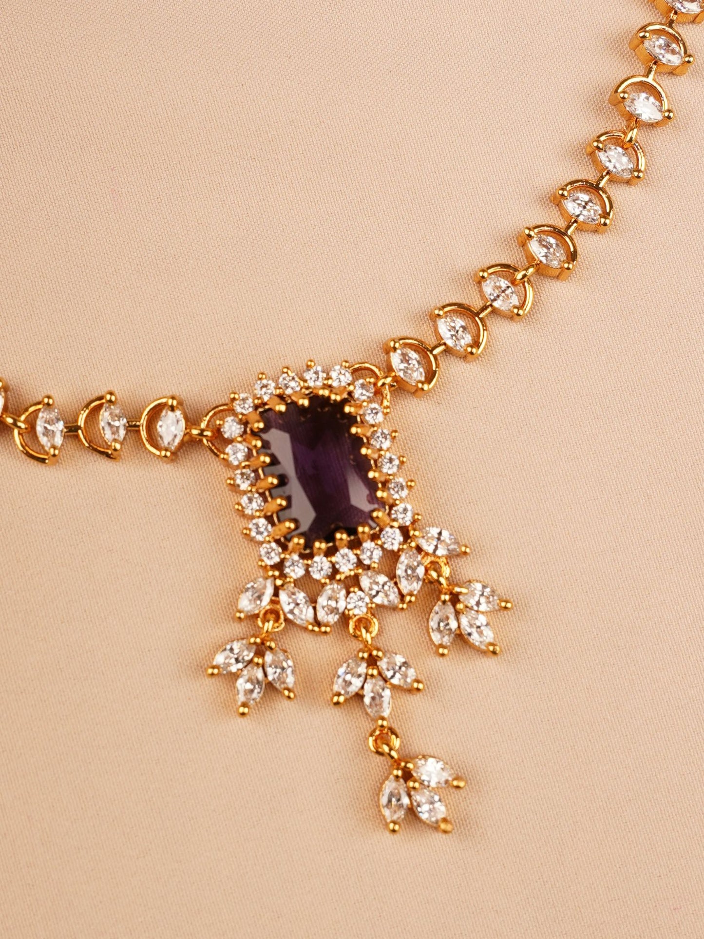 Purple Stone Necklace Set