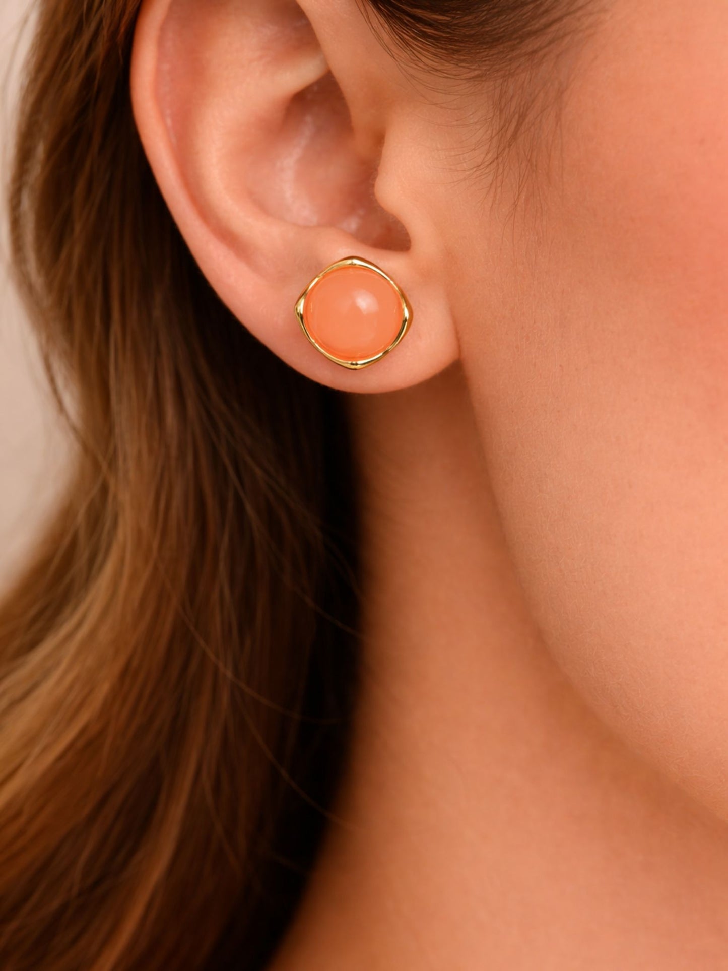 Coral Gleam Stud Earrings