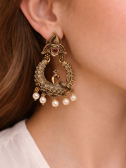 Royal Mayura Chandbali Earrings