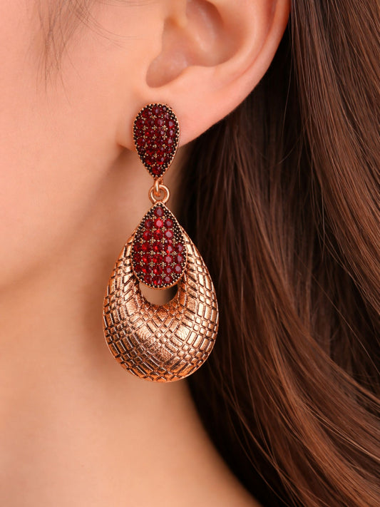 Crimson Mosaic Drop Earrings