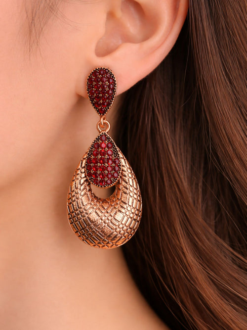 Crimson Mosaic Drop Earrings