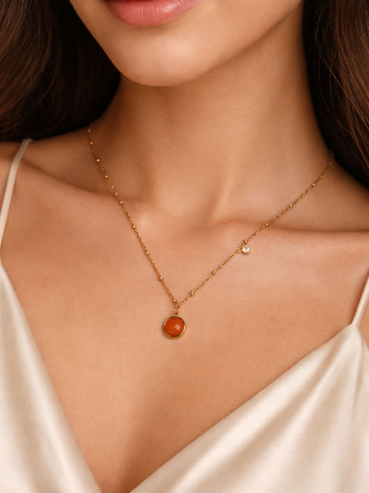 Amber Glow Solitaire Necklace