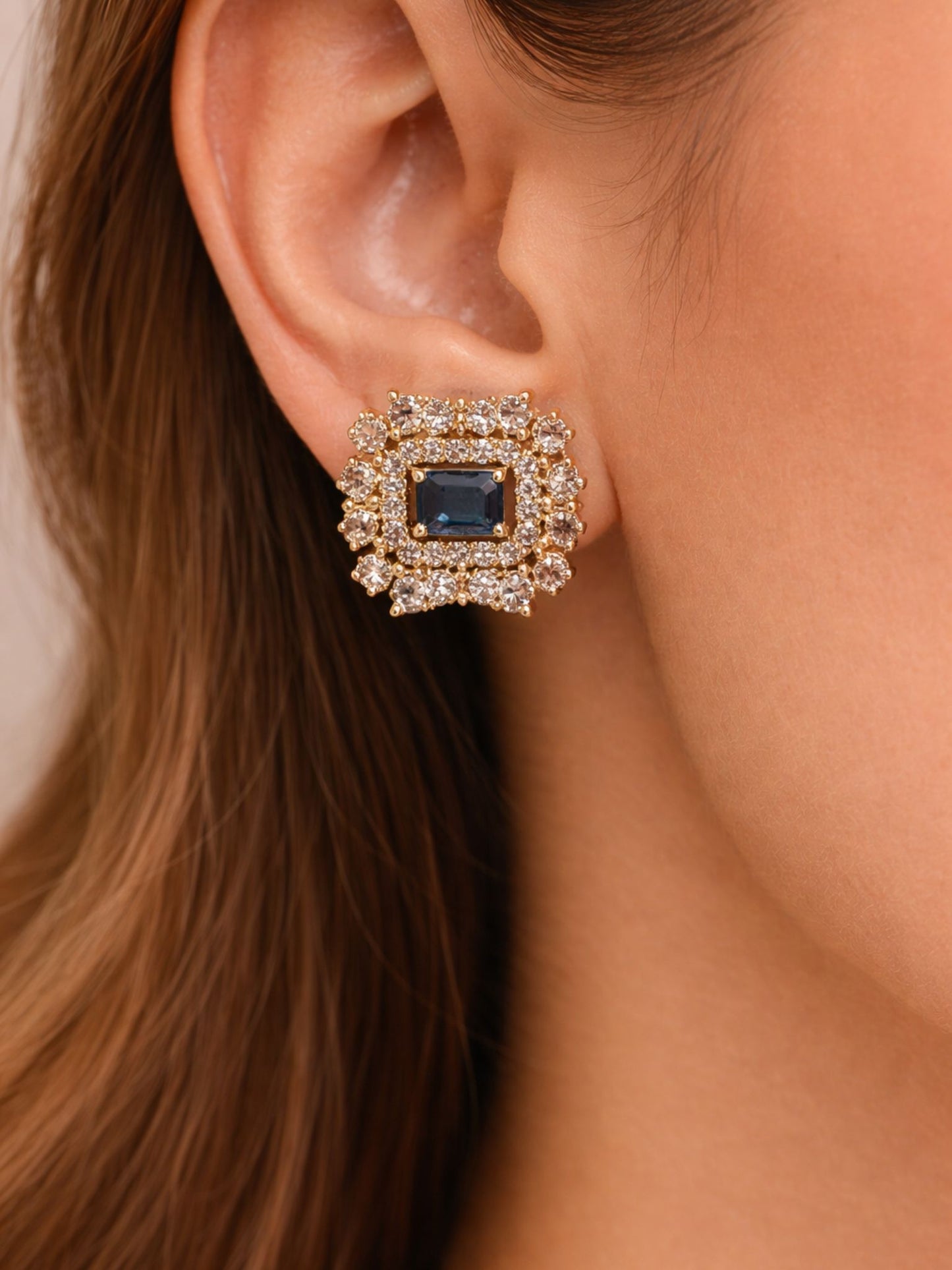 Midnight Regal Square Stud Earrings
