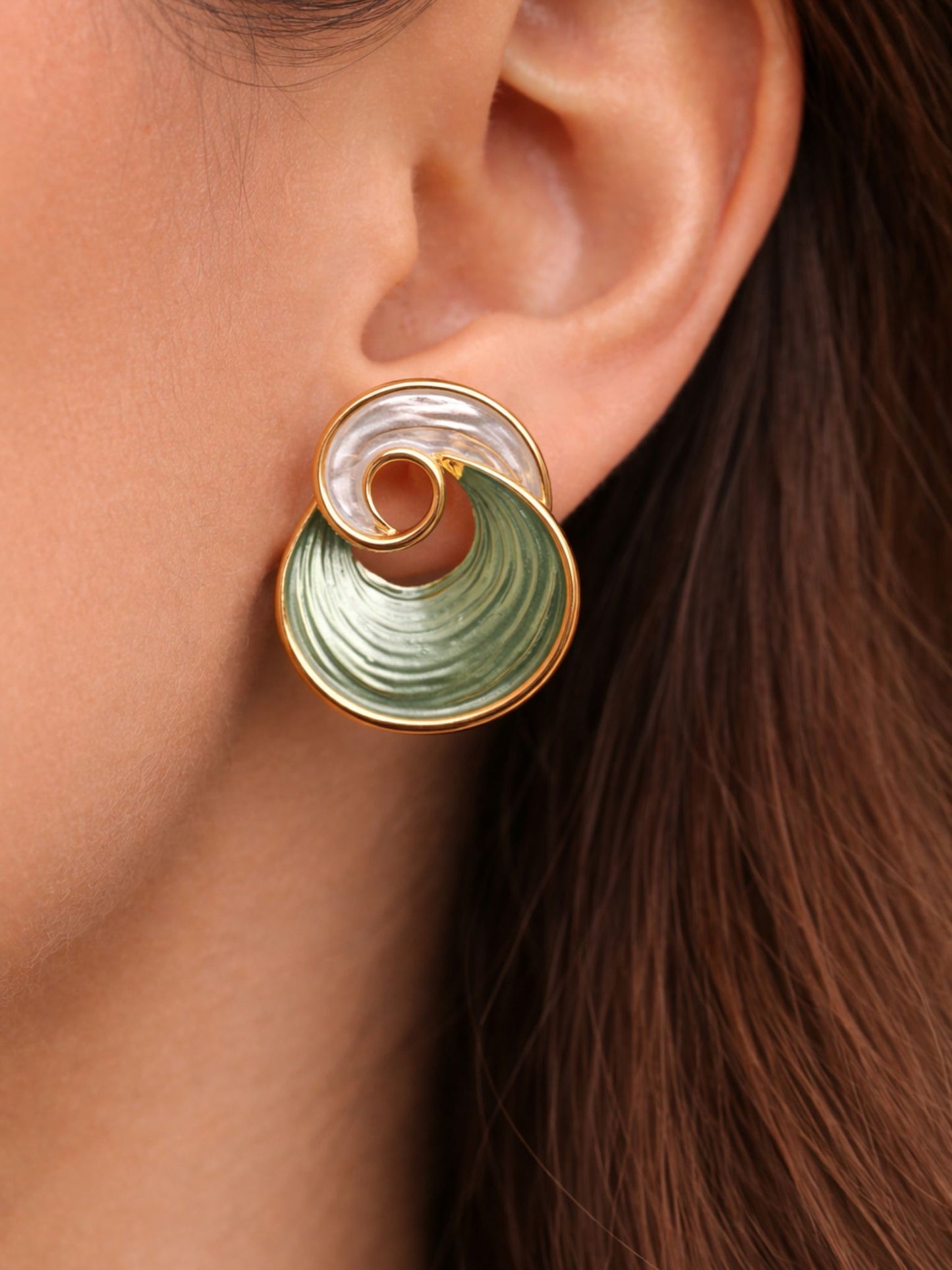 Sage Wave Spiral Earrings