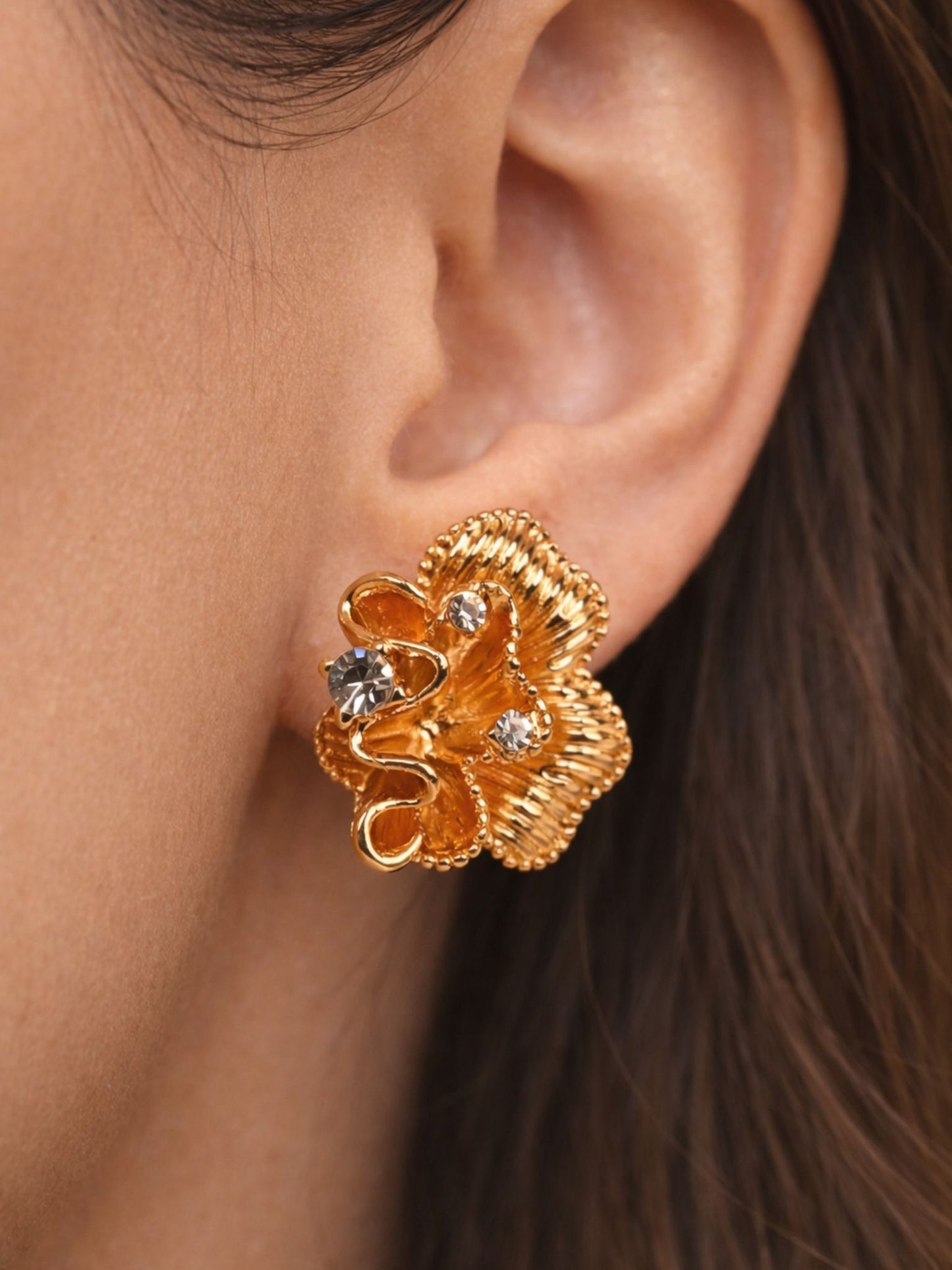 Amber Royale Floral Statement Earrings