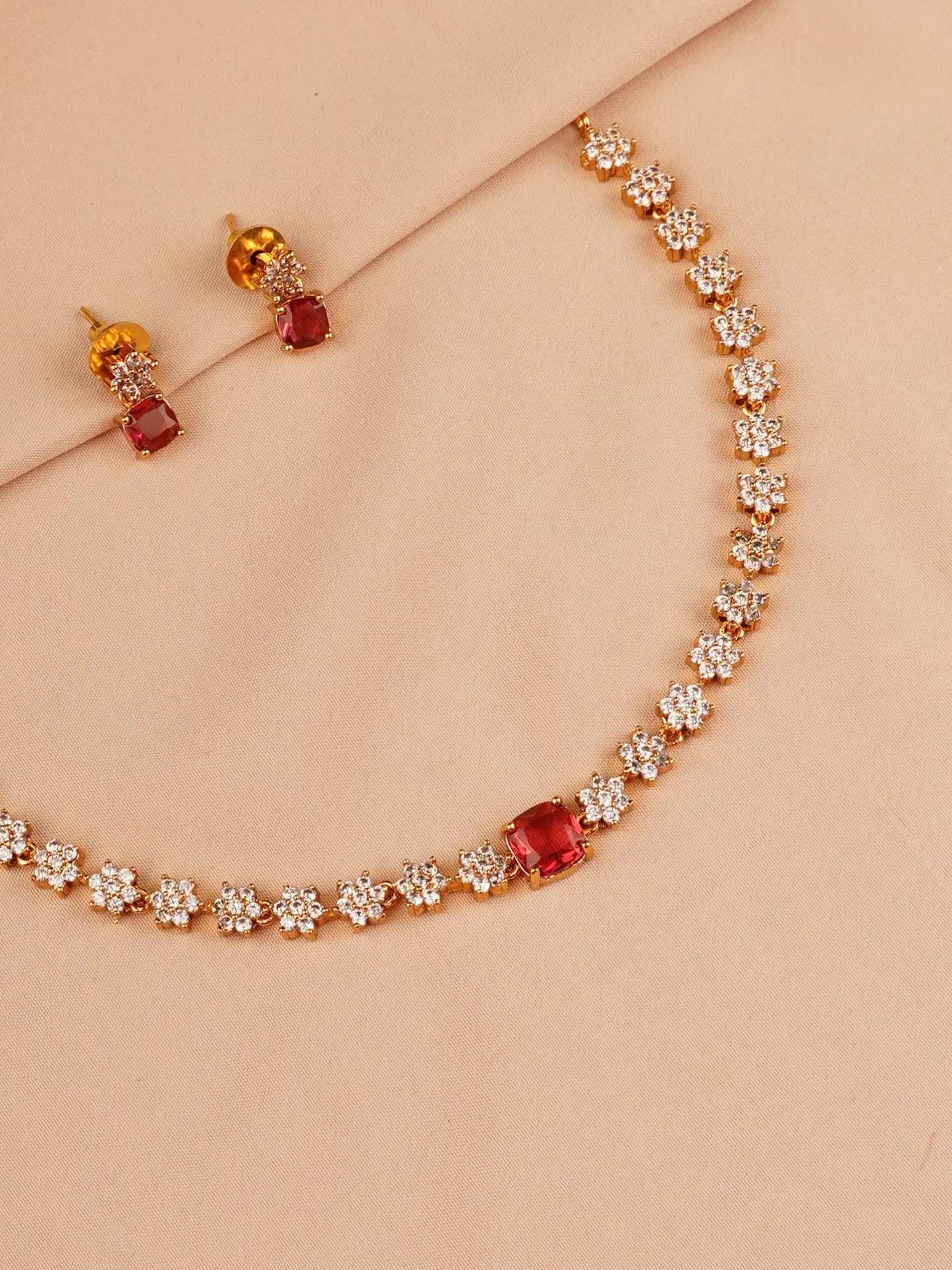 Ruby Bloom Crystal Necklace Set