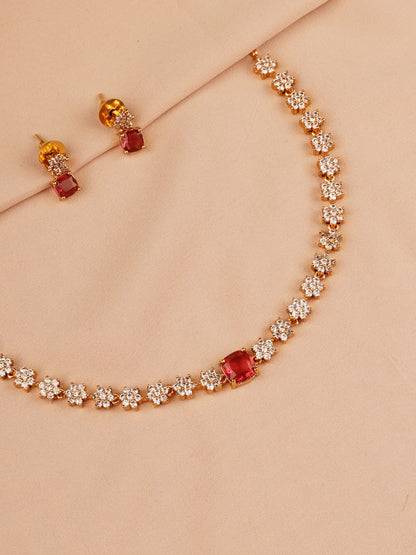 Ruby Bloom Crystal Necklace Set