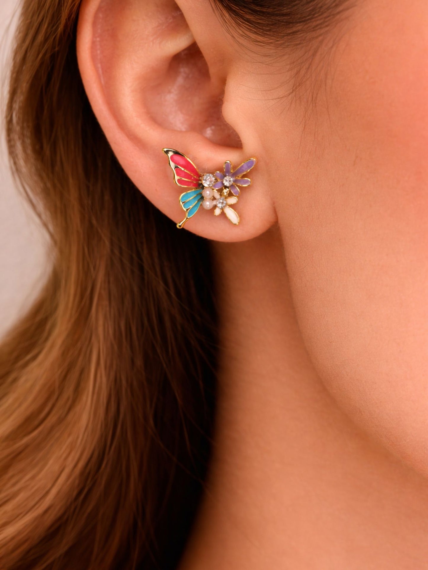 Rainbow Flutter Floral Stud Earrings