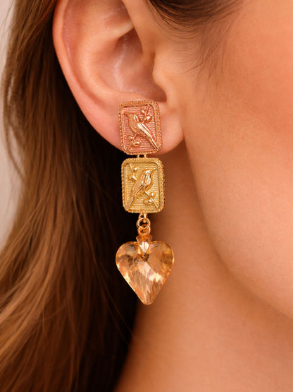 Amber Sparrow Heart Drop Earrings