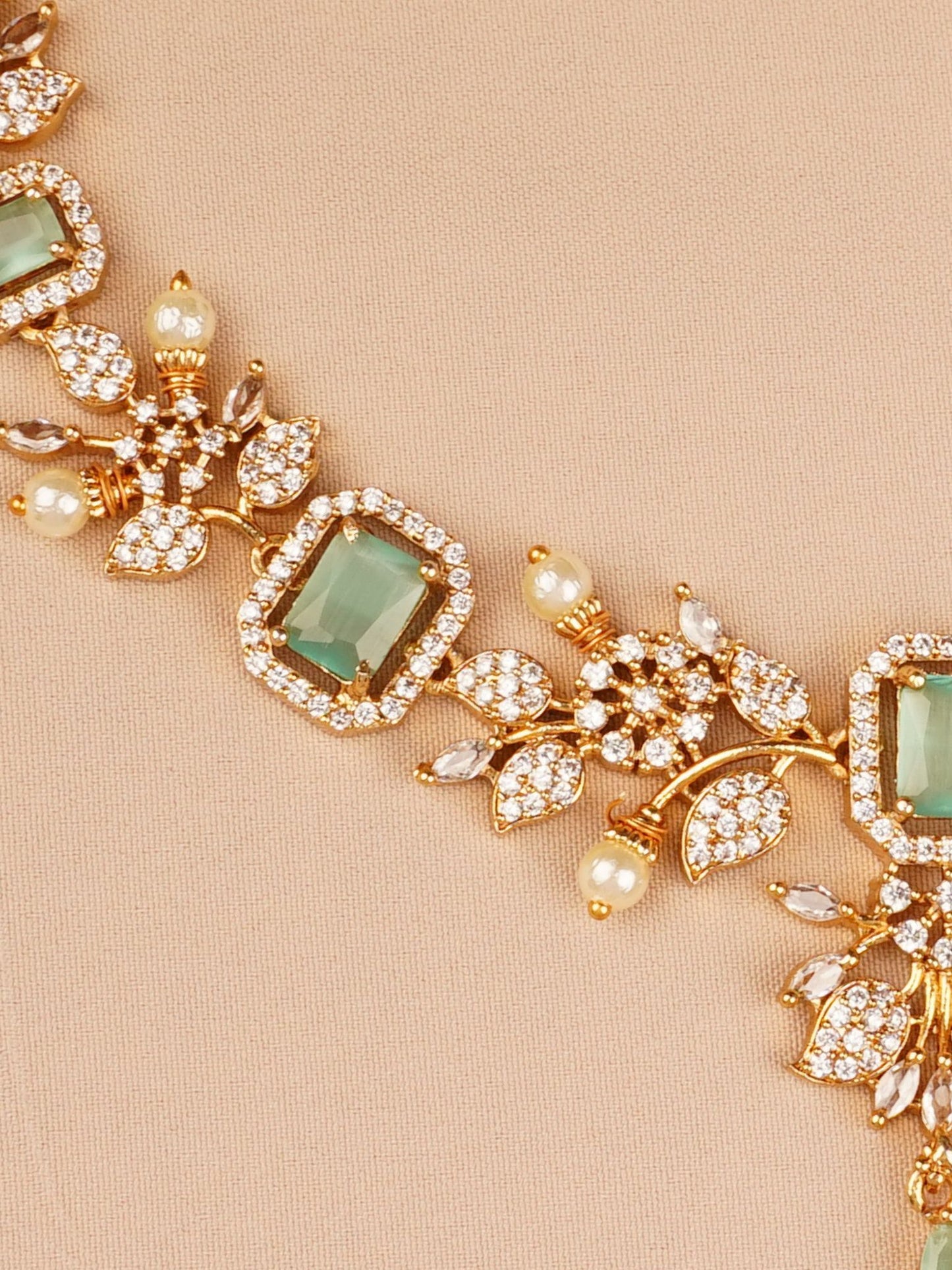 Light Green Stone Bridal Necklace Set