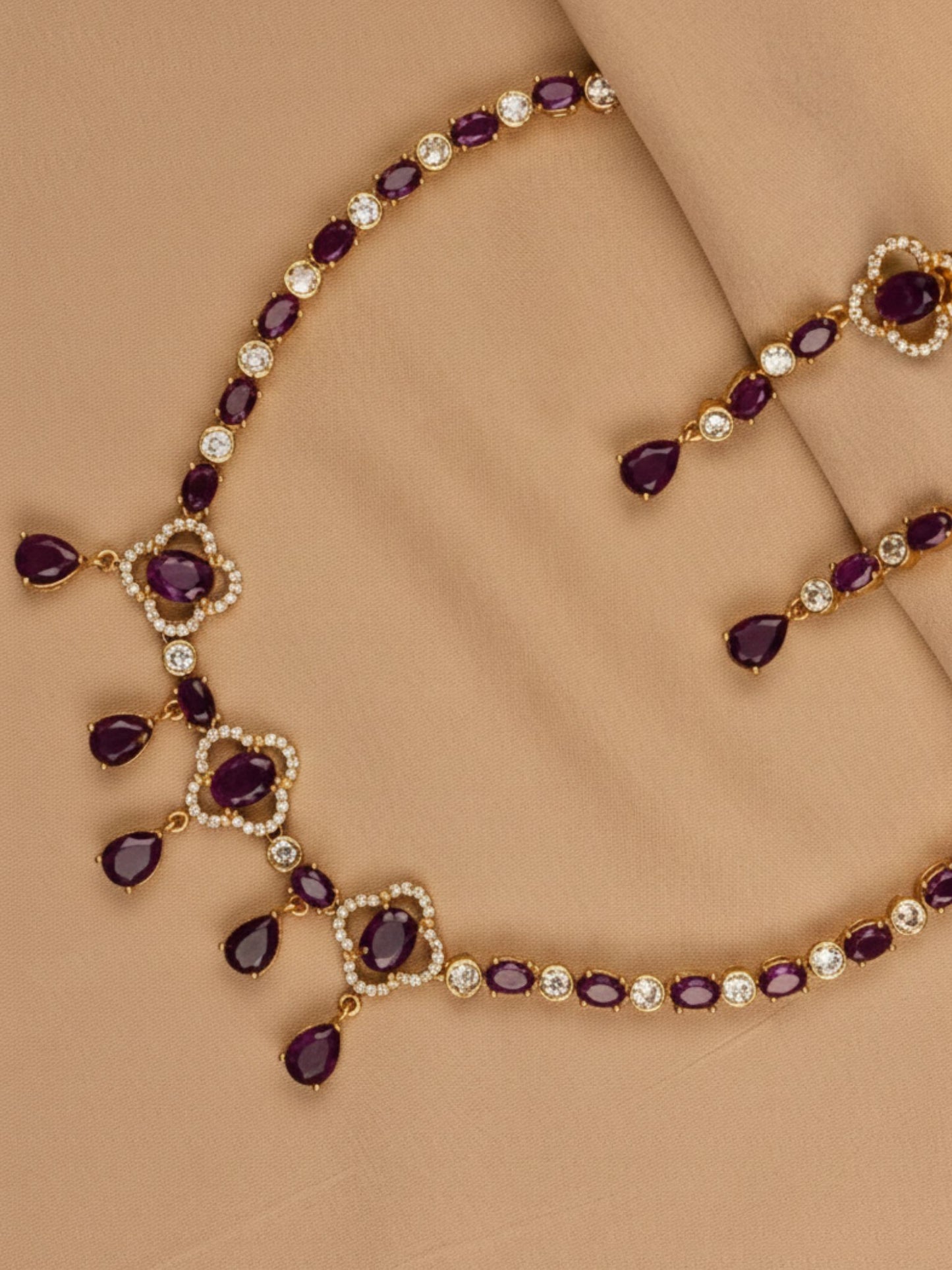 Gold-Plated Purple Choker Necklace Set