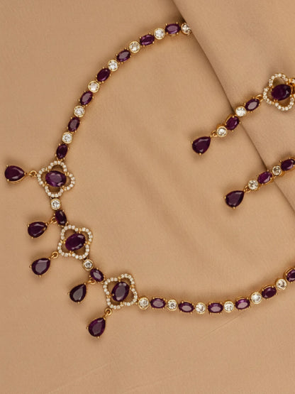 Gold-Plated Purple Choker Necklace Set