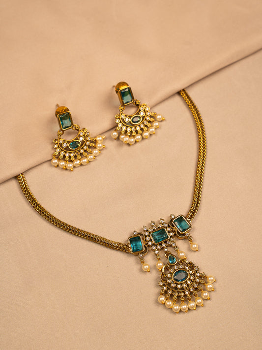 Traditional Green Temple Design Necklace KC574