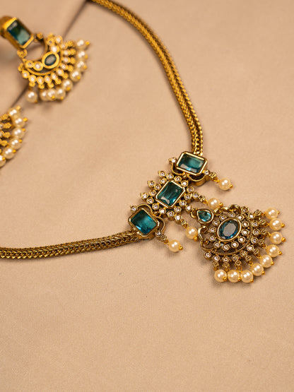 Traditional Green Temple Design Necklace KC574