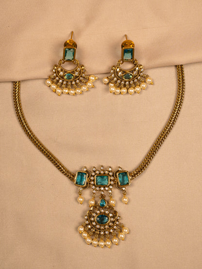 Traditional Green Temple Design Necklace KC574