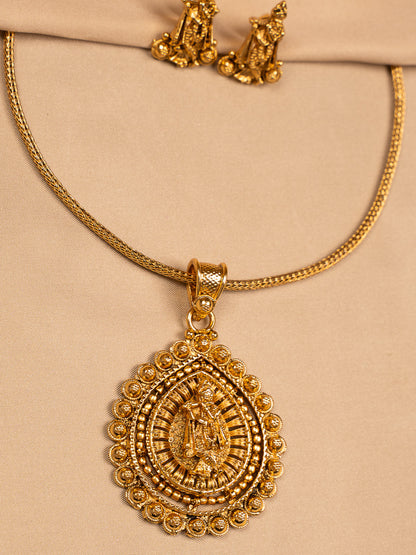 Lakshmi Devi Temple Pendant Set – Antique Gold Finish