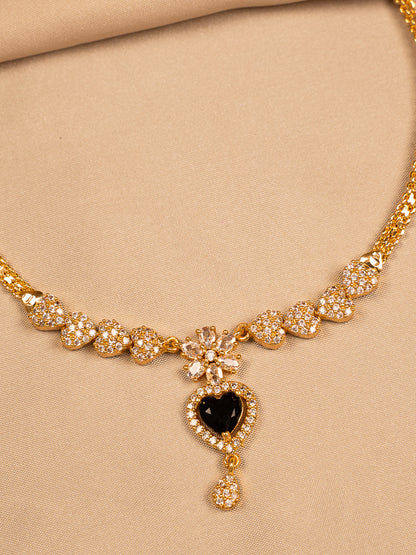 Elegant Black Stone Heart Pendant Necklace