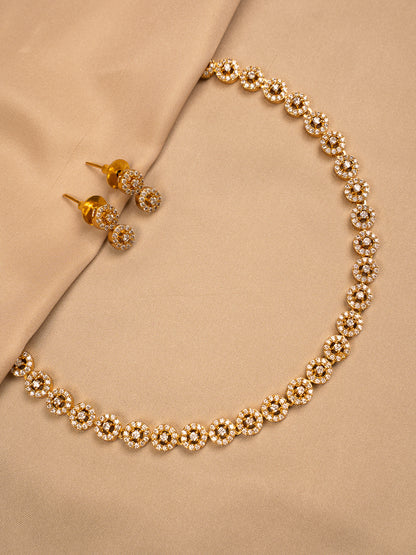 Classic Gold Crystal Floral Necklace Set