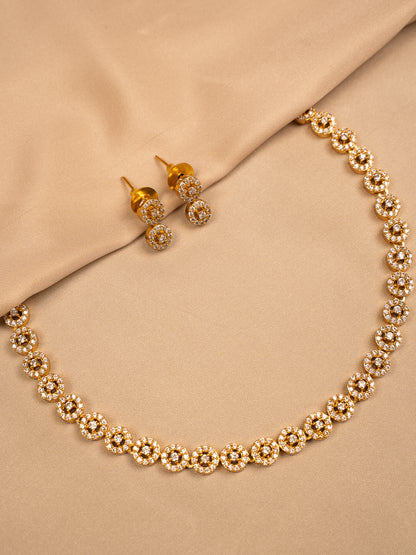 Classic Gold Crystal Floral Necklace Set