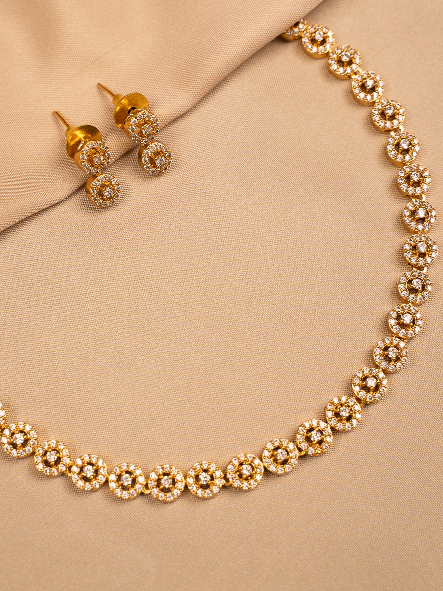 Classic Gold Crystal Floral Necklace Set